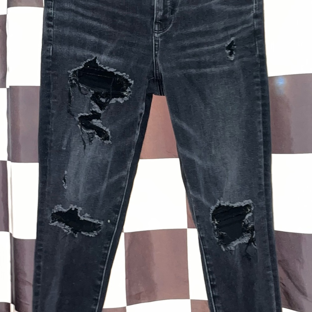 American Eagle Distressed Black Women Jeans, Size 10